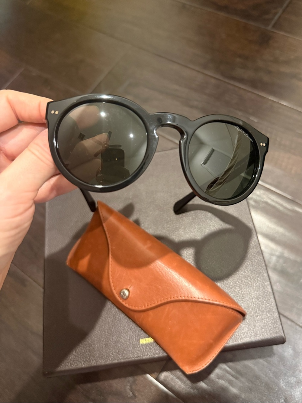 Ralph Lauren Classic Round Black Sunglasses with original leather case
